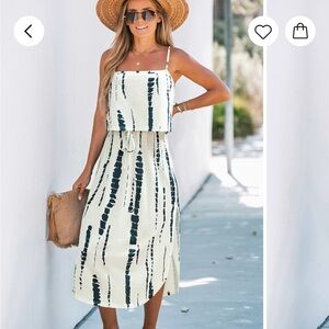 Cupshe Black and White Tie-Dye Midi Dress